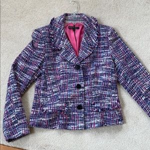 SALE Lafayette 148 Blazer Sz 8, tweed w fringe